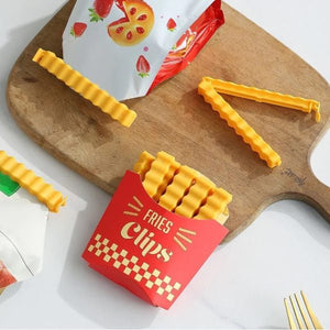 12pcs Set Creative French Fries Bag Sealer With Holder Fridge Magnet Bag Clips Food Seal Clip Keep Fresh Snack Sealing Clamp