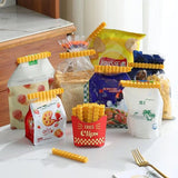 12pcs Set Creative French Fries Bag Sealer With Holder Fridge Magnet Bag Clips Food Seal Clip Keep Fresh Snack Sealing Clamp