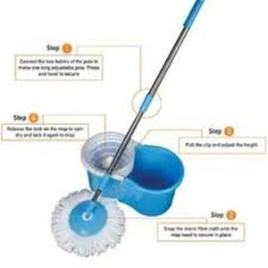 360° Rotating Head Mops With Bucket Mob Deep-cleaning Magic Mop-microfiber Mop ( random colour )