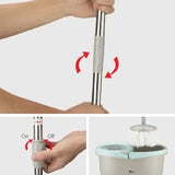 360° Rotating Head Mops With Bucket Mob Deep-cleaning Magic Mop-microfiber Mop ( random colour )