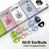Air31 Earbuds Wireless Crystal Transparent Body | Air 31 Bluetooth Ear Bud (random Color)