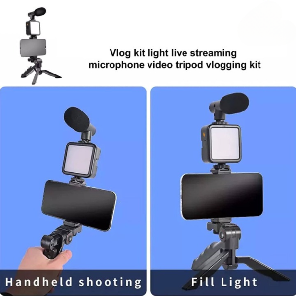 Vlogger Video Making Kits Vlog Microphone Led Fill Light Mini Tripod Mobile Holder