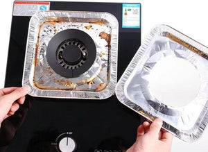 Foil Gas Stove Burner Covers , Paper Stove Mat 10 Pcs Set Blister Packing