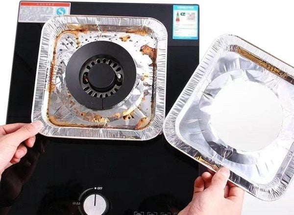 Foil Gas Stove Burner Covers , Paper Stove Mat 10 Pcs Set Blister Packing