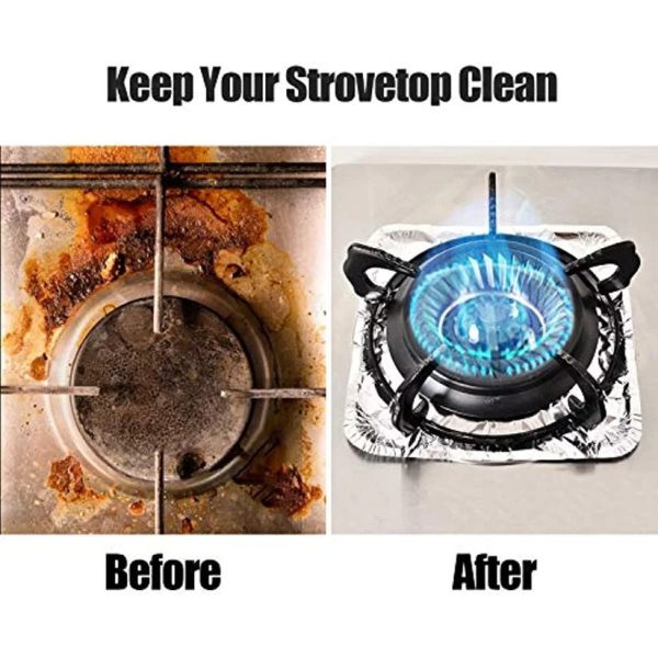 Foil Gas Stove Burner Covers , Paper Stove Mat 10 Pcs Set Blister Packing