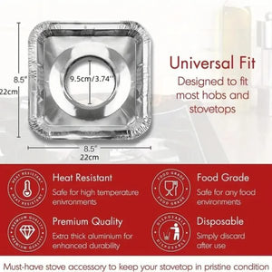 Foil Gas Stove Burner Covers , Paper Stove Mat 10 Pcs Set Blister Packing