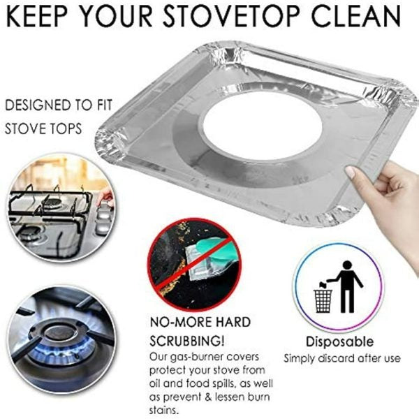 Foil Gas Stove Burner Covers , Paper Stove Mat 10 Pcs Set Blister Packing