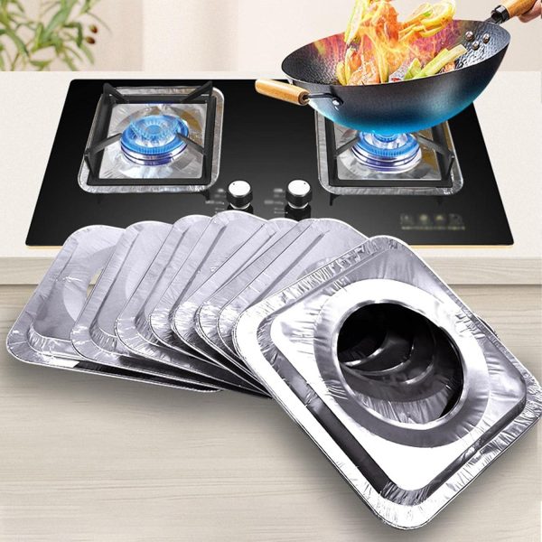 Foil Gas Stove Burner Covers , Paper Stove Mat 10 Pcs Set Blister Packing
