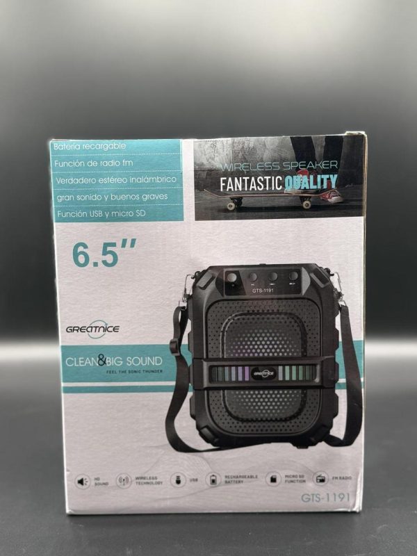 Gts-1191 10w Wireless Portable Bluetooth Speaker With 6.5″ Subwoofer, Fm Radio, 1200mah Battery, Loud Volume