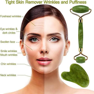 Facial Roller For Skin, Jade Roller & Guasha Reduce Puffiness