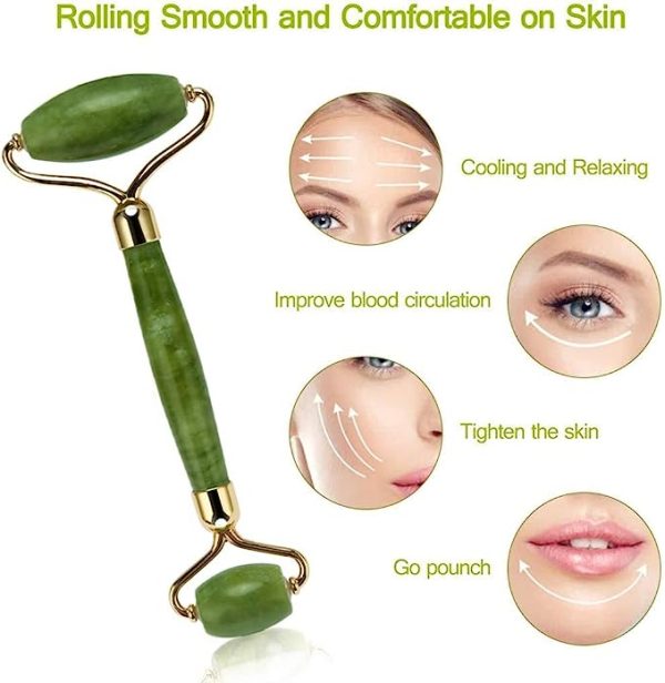 Facial Roller For Skin, Jade Roller & Guasha Reduce Puffiness