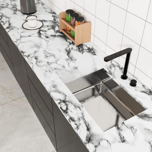 Self Adhesive White Marble Sheet Sticker For Kitchen, Cupboard, Wall –