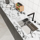 Self Adhesive White Marble Sheet Sticker For Kitchen, Cupboard, Wall –