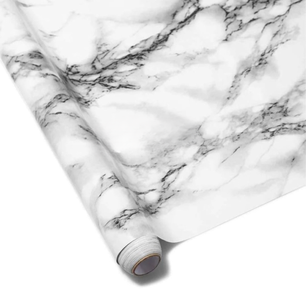 Self Adhesive White Marble Sheet Sticker For Kitchen, Cupboard, Wall –