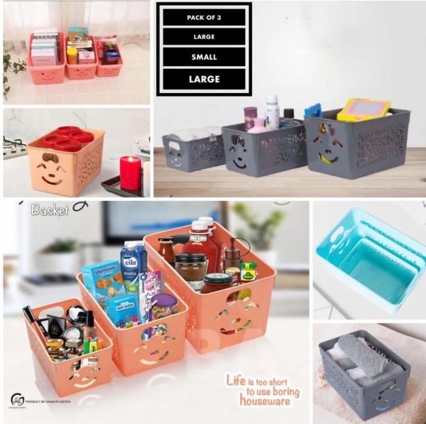Smile Basket Without Cap Pack Off 3 | Storage Organizer Basket