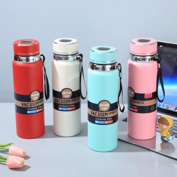 Stainless Steel Water Bottle With Digital Temperature Vacuum Insulated Water Bottle, Large Capacity, Outdoor Portable Sports Water Bottle With Rope Handle (random Color)