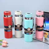 Stainless Steel Water Bottle With Digital Temperature Vacuum Insulated Water Bottle, Large Capacity, Outdoor Portable Sports Water Bottle With Rope Handle (random Color)