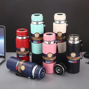 Stainless Steel Water Bottle With Digital Temperature Vacuum Insulated Water Bottle, Large Capacity, Outdoor Portable Sports Water Bottle With Rope Handle (random Color)