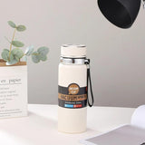 Stainless Steel Water Bottle With Digital Temperature Vacuum Insulated Water Bottle, Large Capacity, Outdoor Portable Sports Water Bottle With Rope Handle (random Color)