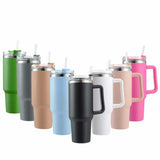 40 oz Insulated Tumbler Thermos Flask with Straw & Lid ( random colour )