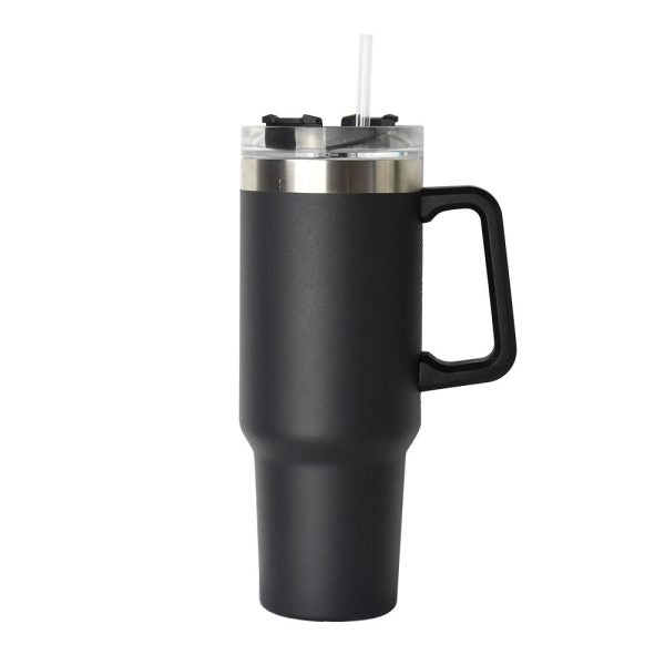 40 oz Insulated Tumbler Thermos Flask with Straw & Lid ( random colour )